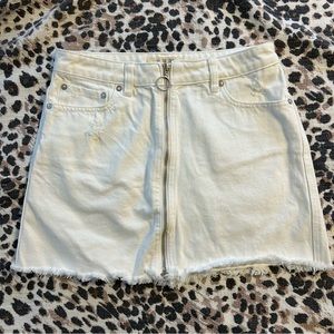 We The Free White Denim Mini Skirt